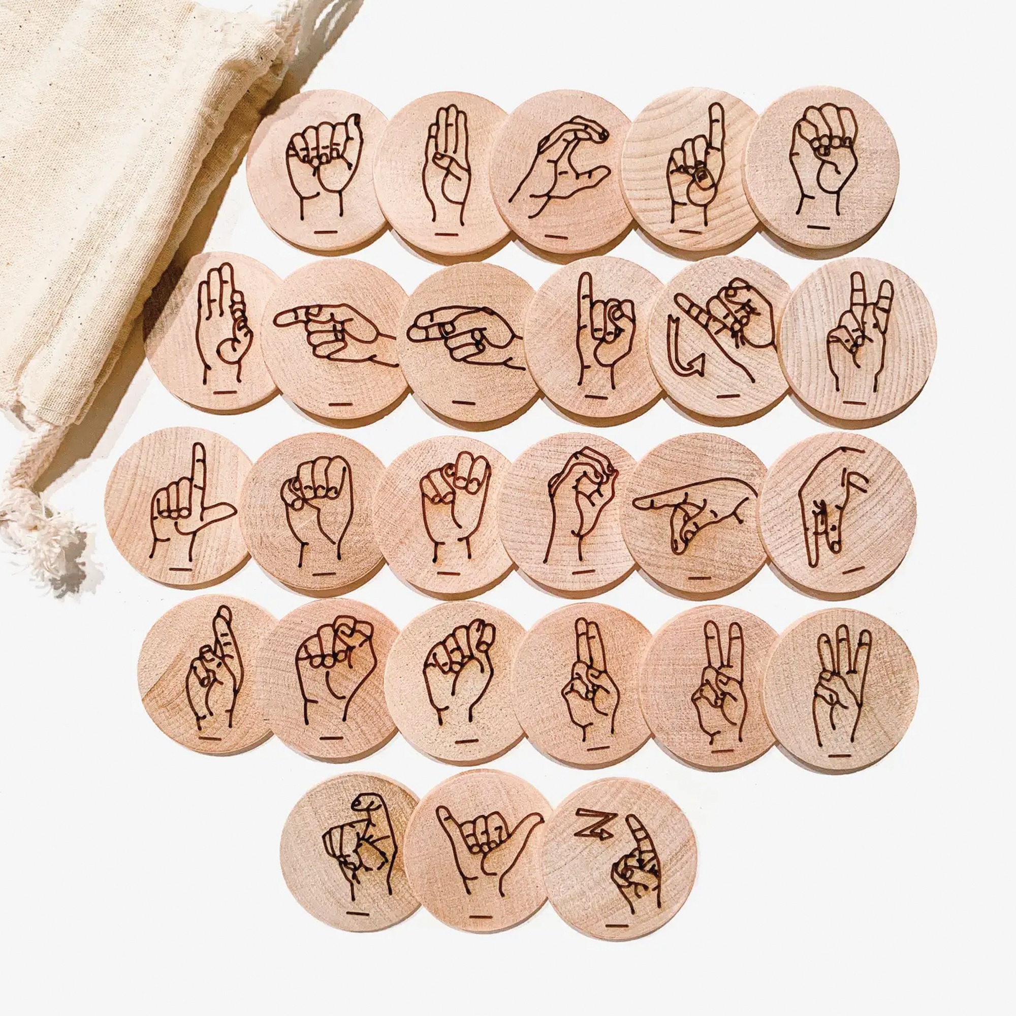 Sign Language Alphabet Discs - Double Sided with Uppercase Letters